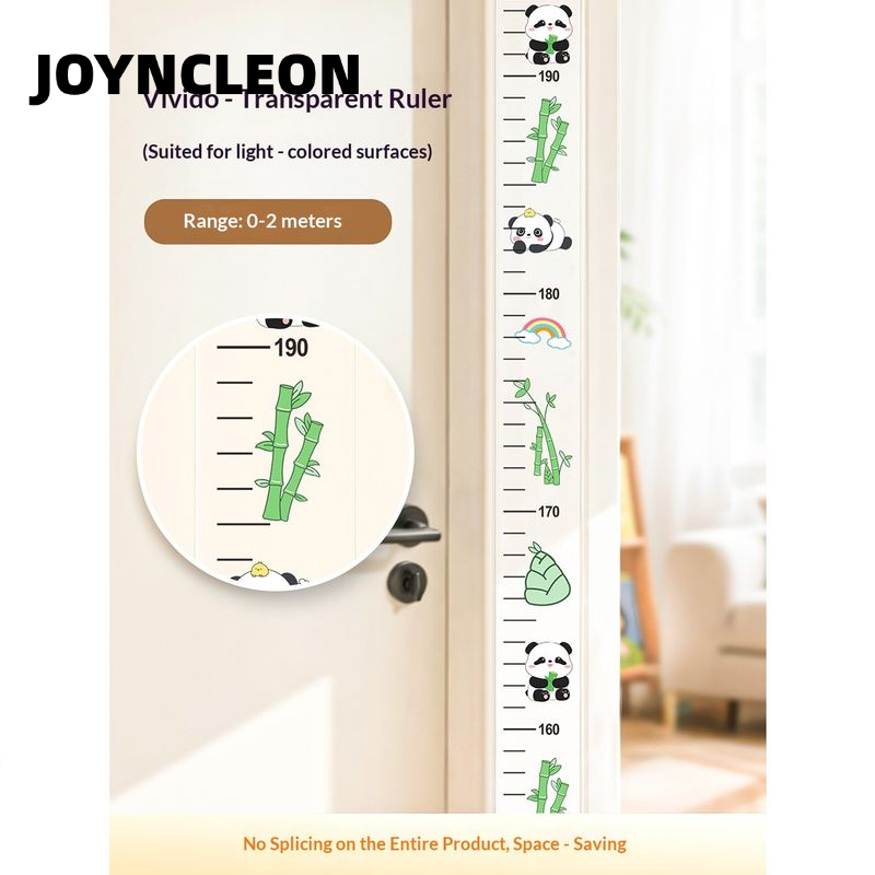 JOYNCLEON Cute Cartoon Wall Sticker Growth Chart for Kids Room Decoration, Transparent Design with Panda and Bamboo Pattern, Easy to Install and Remove ราคา 21 บาท*ส่งฟรี