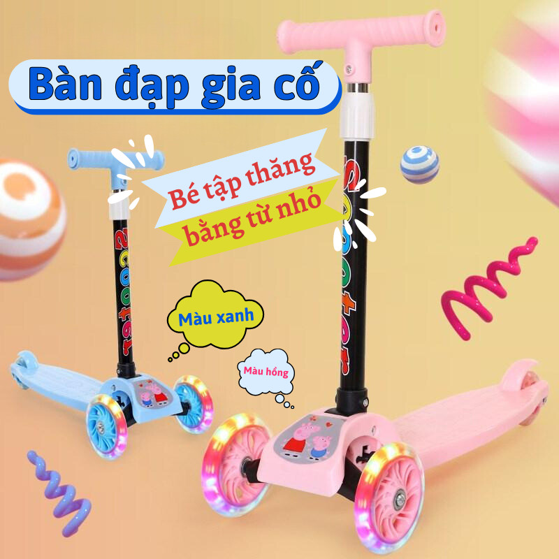Xe Scooter Chòi Chân Cho Bé SG.DECOR Xe Trượt 3 Bánh Có Đèn Phát Sáng Thiết Kế Đáng Yêu Có 2 Màu Sắc Lựa Chọn