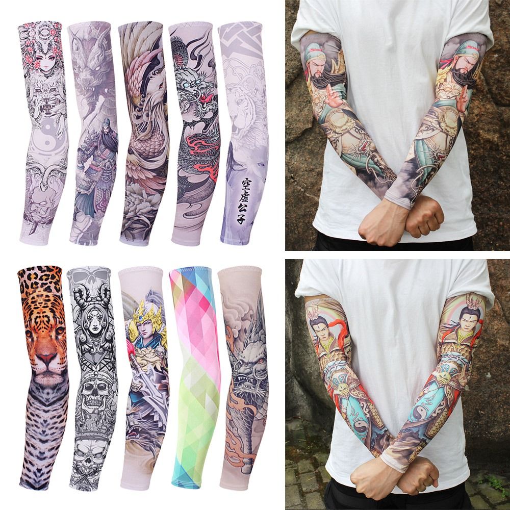 Naimo 2 Pairs Unisex Cooling Arm Sleeves Cover Cycling Running UV Sun  Protection Outdoor Men Nylon Cool Arm Sleeves for Hide Tattoos