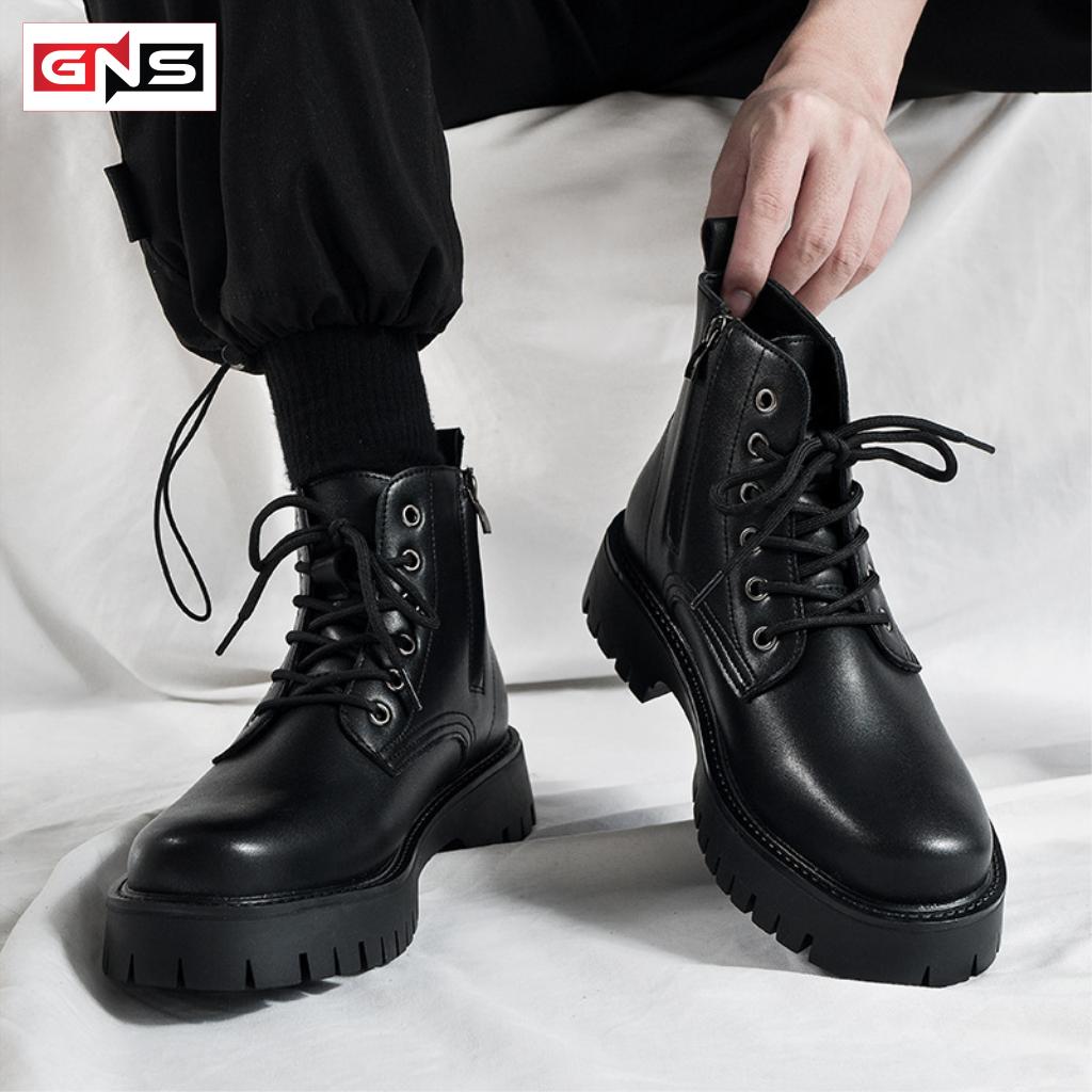 Giày Nam GNS M203, Bốt Martin Nam Giày Boot Nam Công Sở Khoá Kéo Bên Hông Kết Hợp Dây Buộc Kiểu Dáng Thời Trang