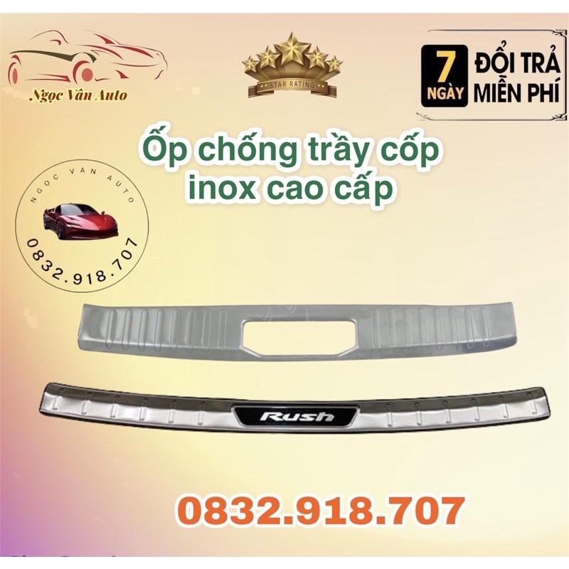 Ốp chống trầy cốp Toyota Rush 2018 - 2023 mẫu inox "
