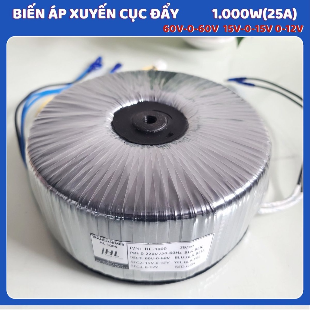 Nguồn biến áp xuyến âm ly, cục đẩy 50v, 60v, 70v đôi công suất 1000w - điện tử hợp long