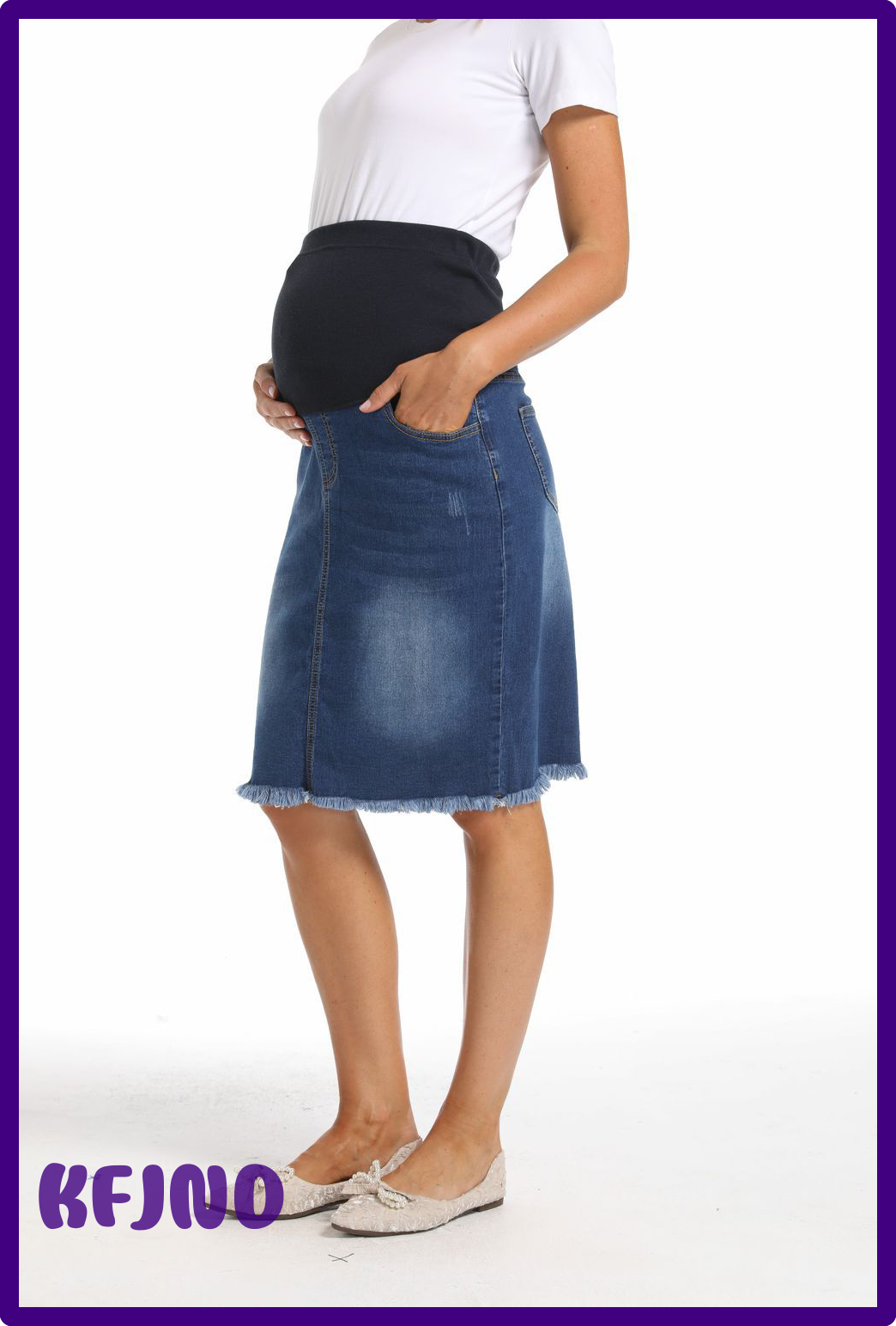 [KFJND] Summer Autumn Jag Denim Maternity Skirts Premama Fashion Elastic High Waist Stretch Jean Skirt Casual Pregnant Women Clothes 2XL ราคา 1,602 บาท*ส่งฟรี