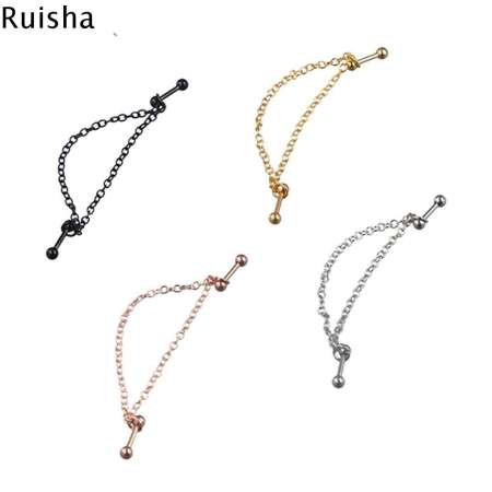 RUISHA Stainless Steel Double Helix Cartilage Earring - Non-allergenic