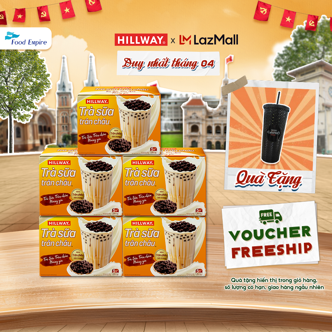 Combo 5 hộp Trà Sữa Trân Châu Hoà Tan - Hillway - Vị Truyền Thống