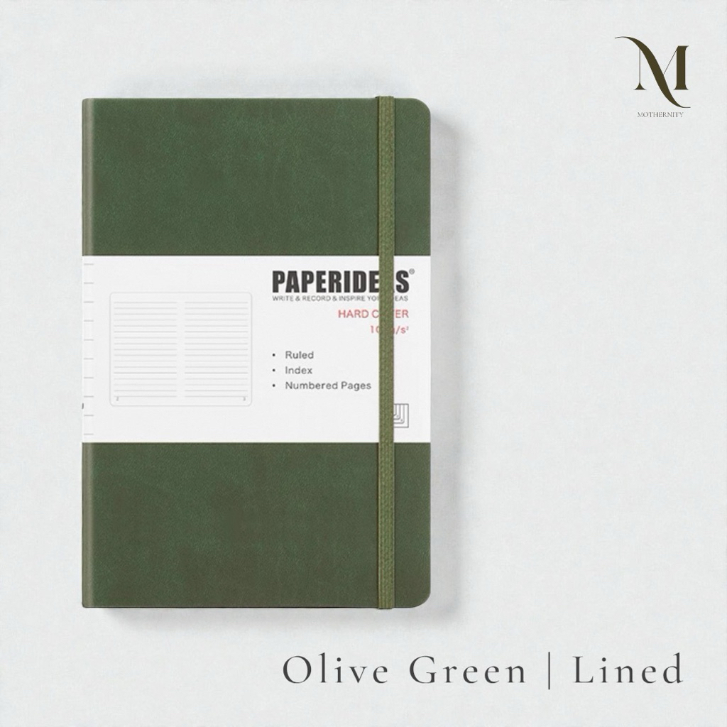 Paperideas A5 Lined Notebook Hardcover PU Leather 100gsm 188 Pages Journal Ruled