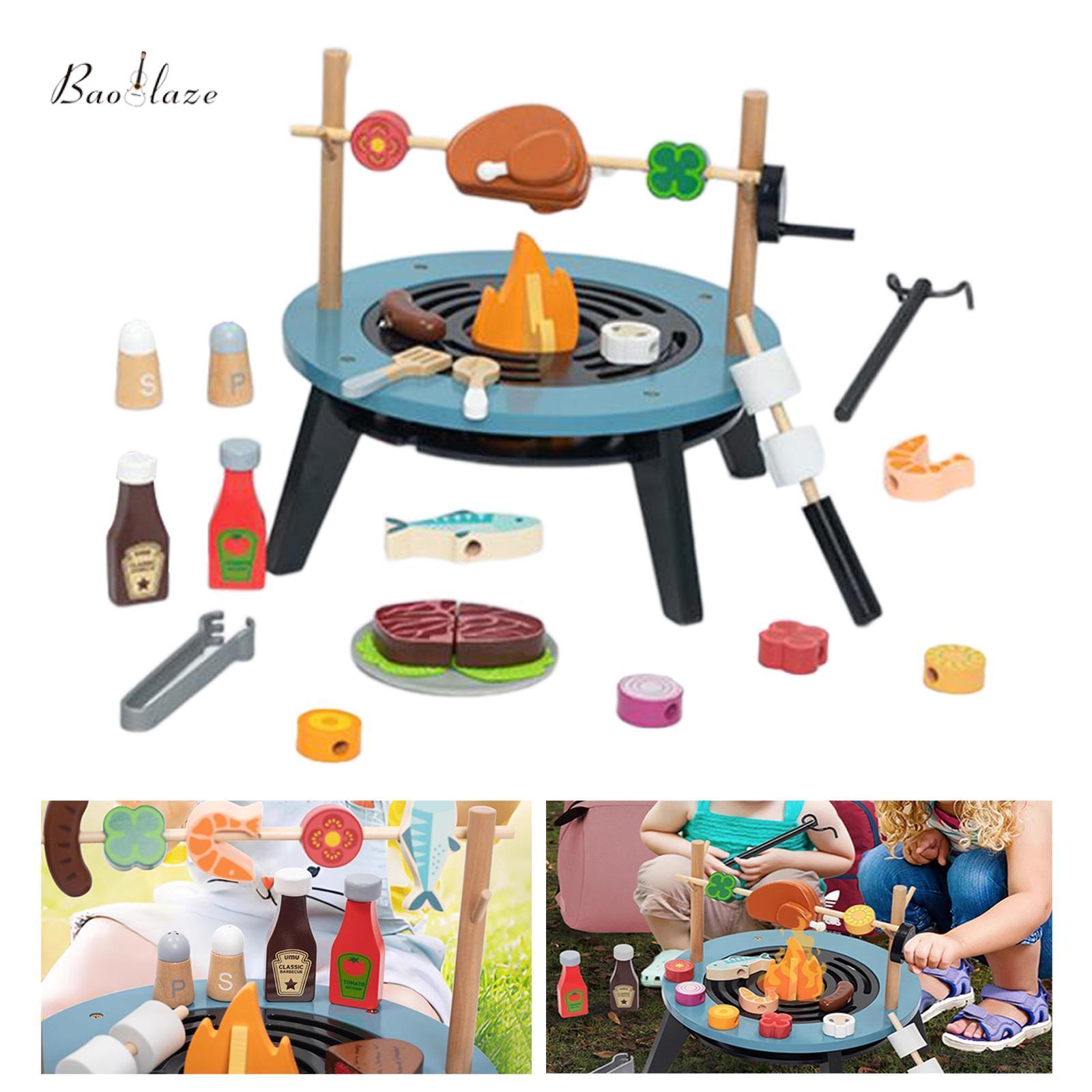 Baoblaze Kids BBQ Grill Toy Barbecue Kitchen Cooking Playset Wood Barbecue Toy Simulation Cooking Toy for Girls Boys Children Gift ราคา 8,729 บาท*ส่งฟรี