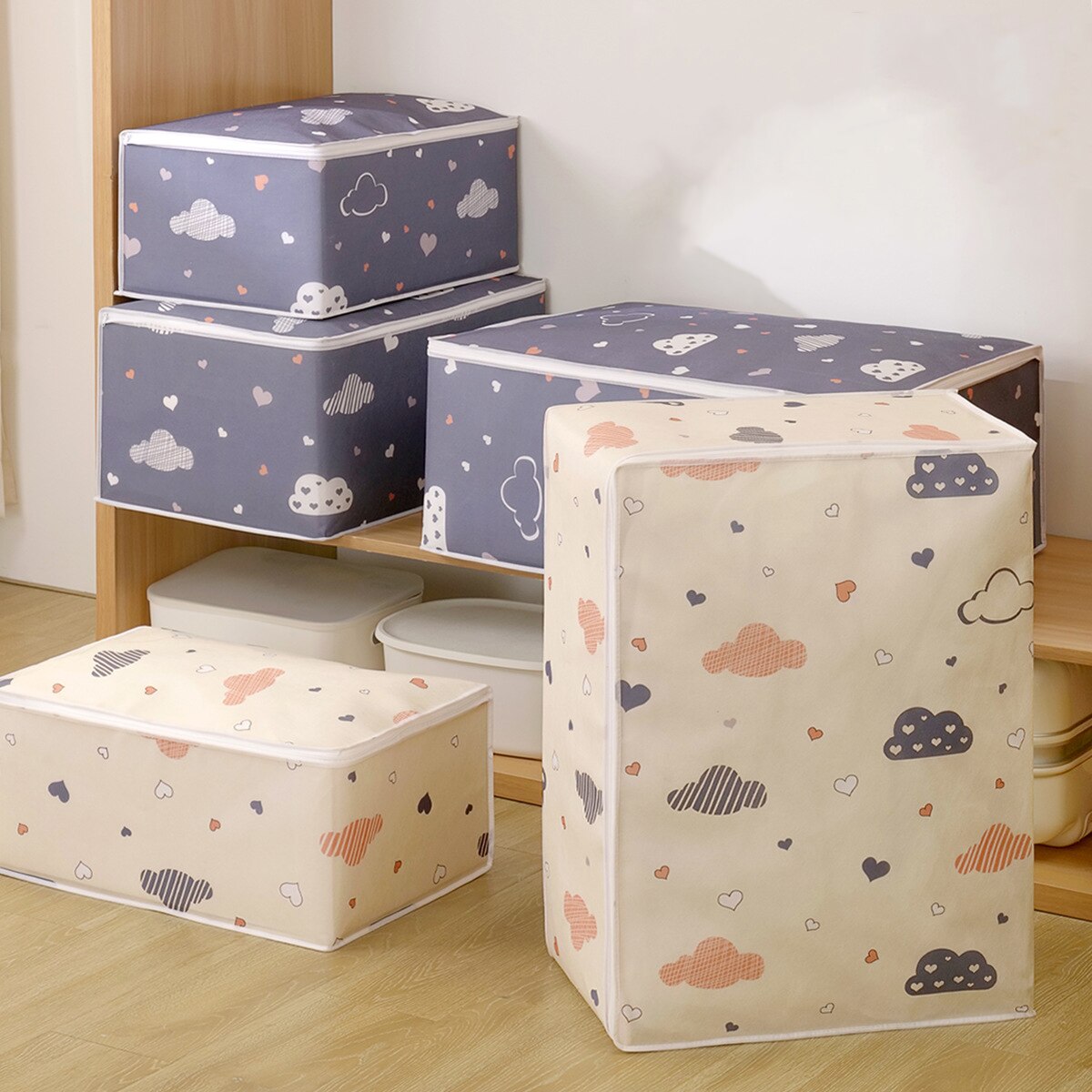 Non Woven Fabric Storage Bag Box Dust-Proof Clothes Organizer Clothes Blanket Duvet Sorting Moving Bags Large Capacity Closet