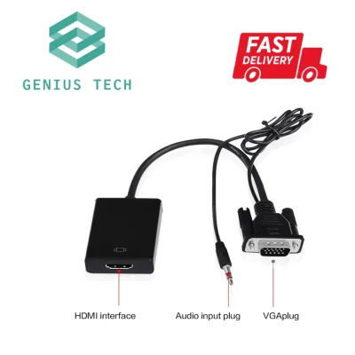 [SG Seller] VGA Male to HDMI Output Full HD 1080p + 3.5mm Audio Adapter for Laptop Desktop HDTV HD Projector