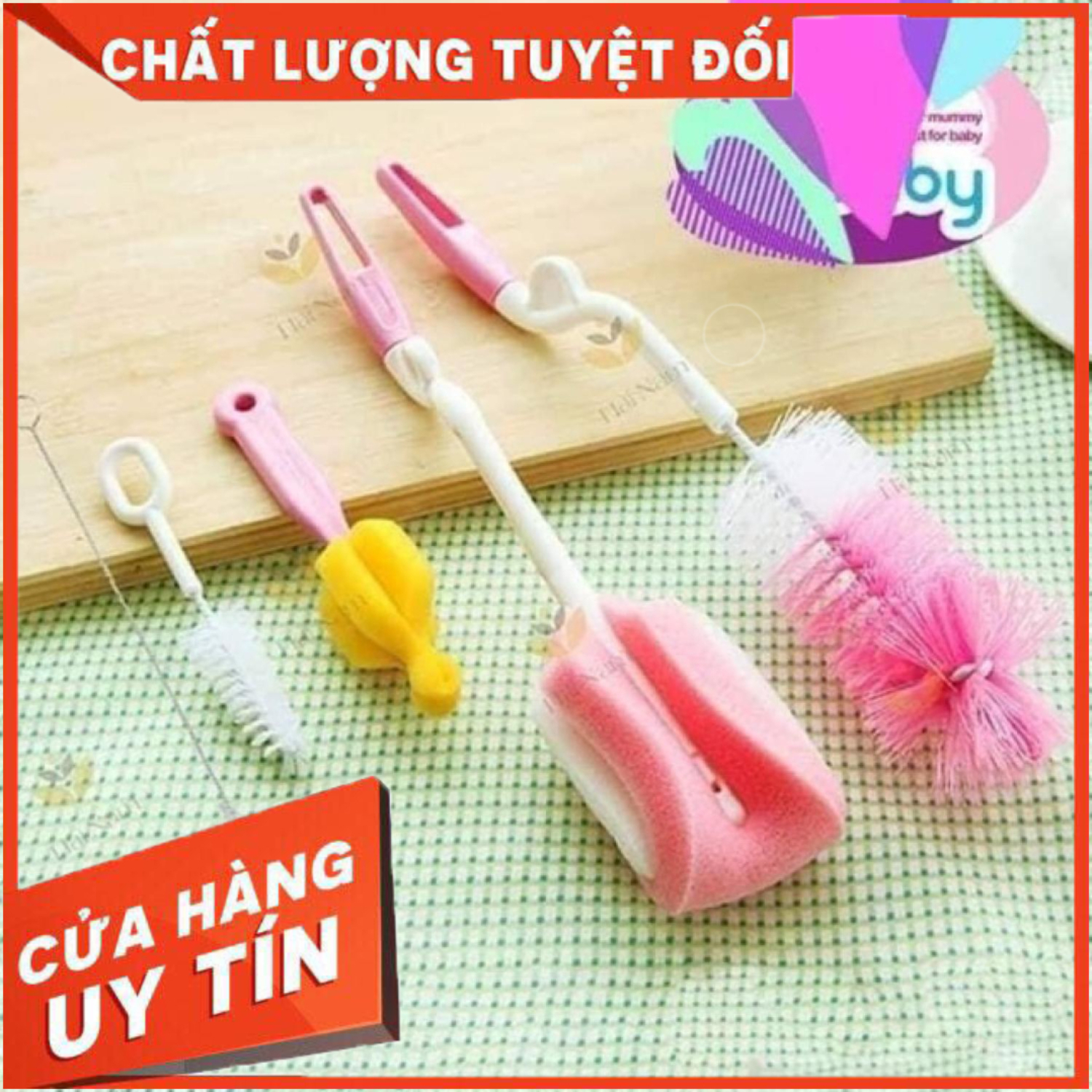 Bộ cọ rửa bình sữa - núm ty - cốc 4 chi tiết