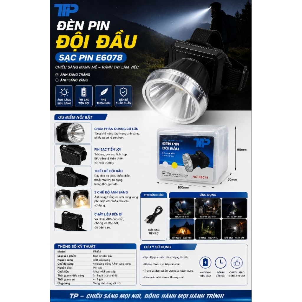 ĐÈN PIN ĐỘI ĐẦU TP E6078
