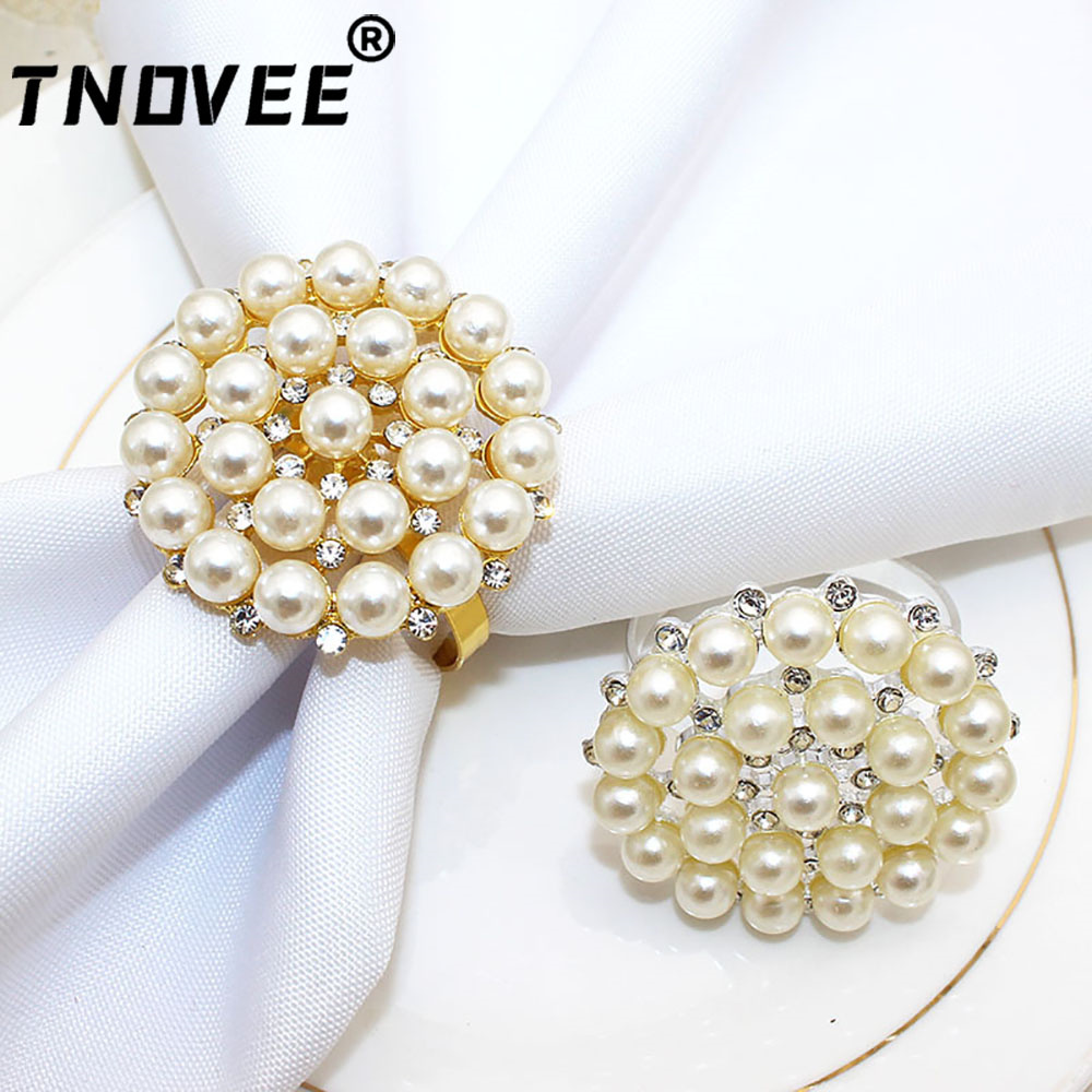 4Pcs Elegant Pearls Rings Napkin Holder Ring for Christmas Valentine's Wedding Parties Holiday Table Decor ERP07 OJ.I ราคา 369 บาท*ส่งฟรี