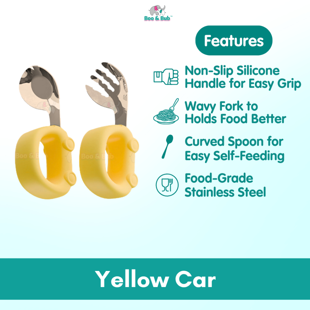 2pcs Silicone Baby Spoon and Fork Set Baby Infant Tableware Baby Training Spoon Fork Set Stainless Steel Feeding Spoon