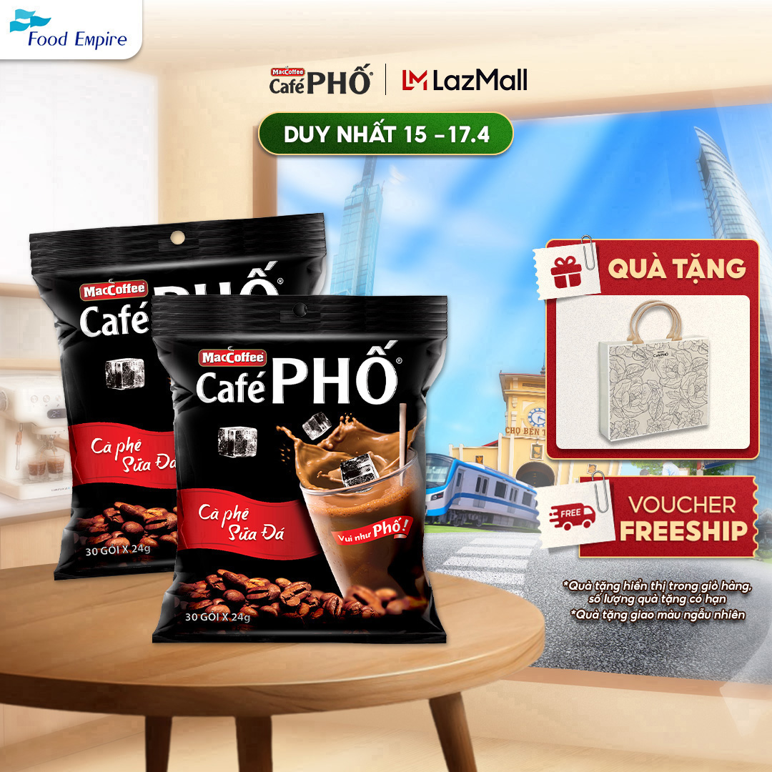 Combo 2 Túi Cà phê Phố Sữa Đá - Maccoffee (túi 30 gói x 24g)