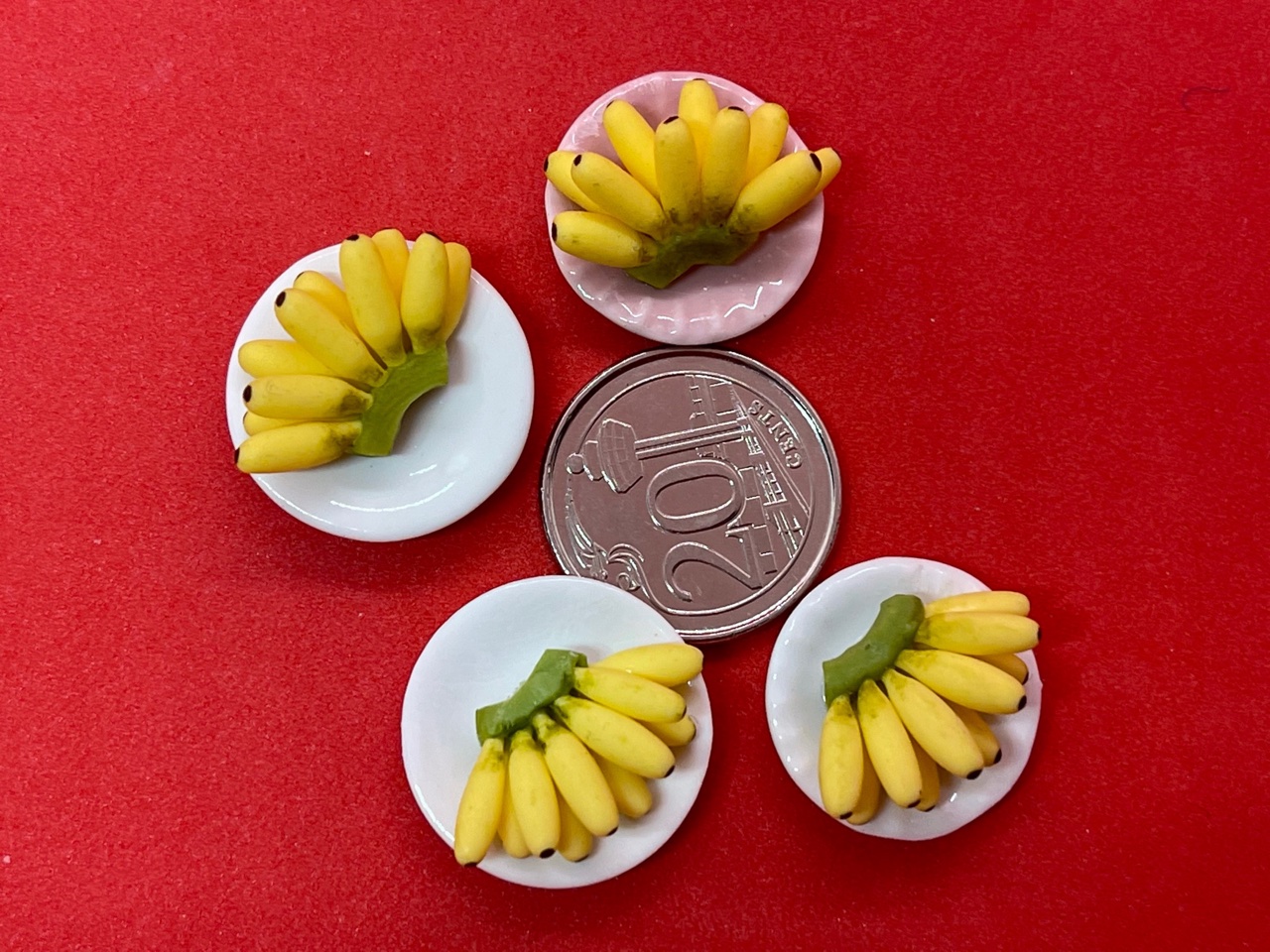2 Pc.Mix Tiny vintage miniature dollhouse food Bananas candy fruit desert 