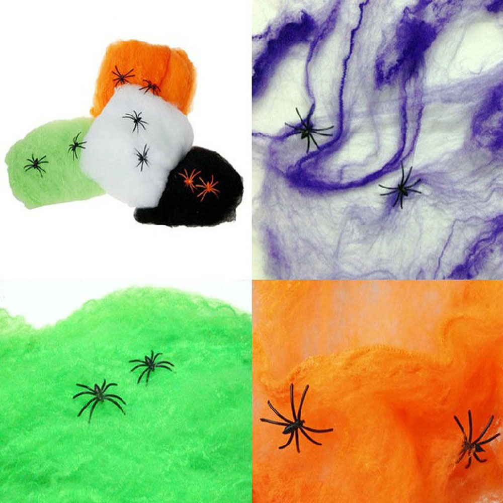 FULUPUGANG Haund บ้านตลก DIY ผีสิง Cobweb บาร์แมงมุมยืดตกแต่งใยแมลงมุม Web ฉาก Props