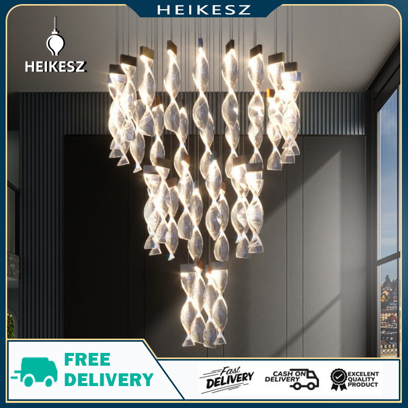 HEIKESZ Lamp in the Living Room Light Luxury Duplex Building Loft Staircase Long Chandelier Modern Simple Empty Hall New Creative Lamps nordic modern minimalist design linght for ceiling led drop lights dining kitchen living bedroom pendant ราคา 15,303 บาท*ส่งฟรี