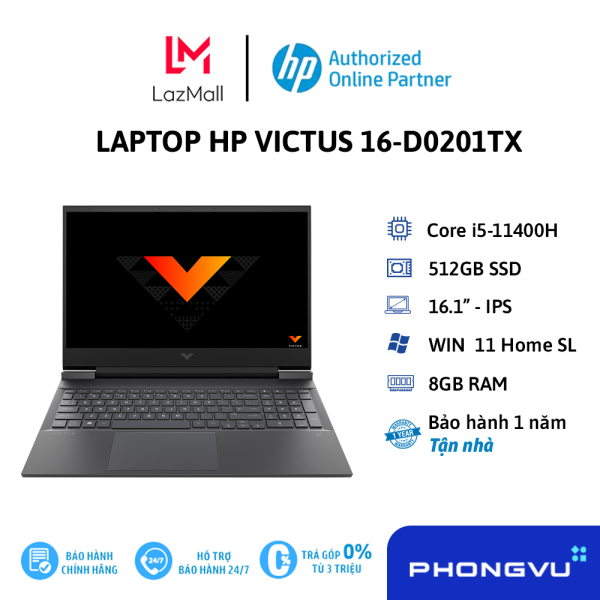 Laptop HP VICTUS 16-d0201TX 4R0U3PA ( 16.1 FHD/ i5-11400H/8GB/RTX 3050Ti/Win 11 Home SL) - Bảo hành 12 tháng