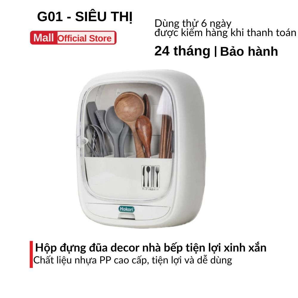 Hộp Đựng Đũa Việt Nhật Hokori Treo Tường, Khe Cắm Dao, Kéo, Ống Đựng Muỗng Đũa
