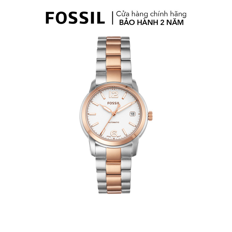 Đồng hồ cơ fossil heritage automatic, unisex mặt 38 mm, dây kim loại, me3227