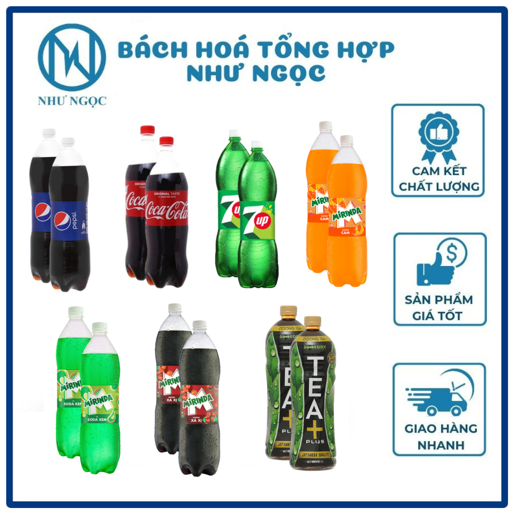 COMBO 2 CHAI - Olong/ Nước Ngọt Có Gas Mirinda Soda Kem/ Mirinda Cam/ Mirinda Xá Xị/ 7Up/ Pepsi/ Coc