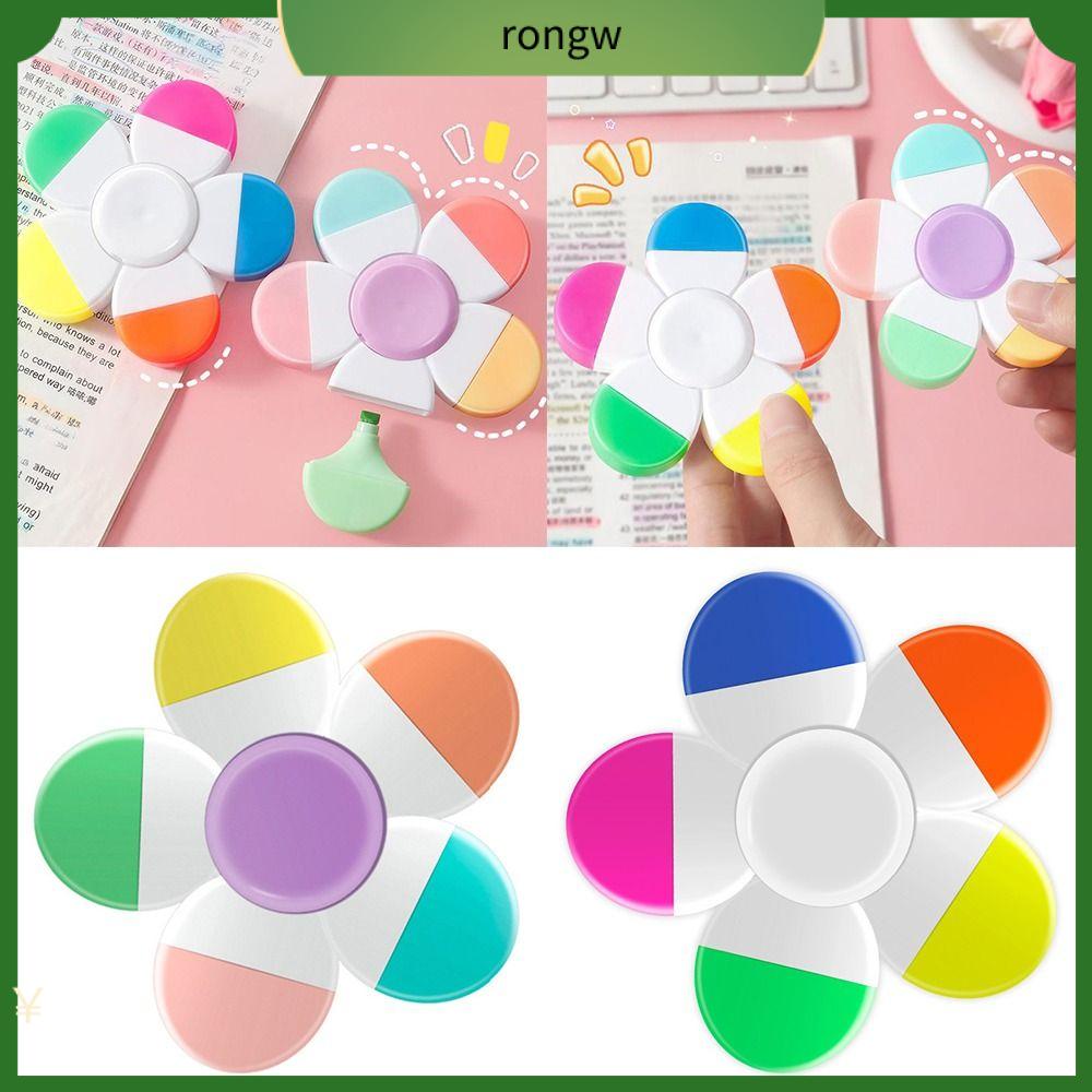 RONGW Đang xoay Bút đánh dấu mini Giải tỏa căng thẳng vui vẻ 5 trong 1 Bút đánh dấu màu Đa chức năng Bút dạ quang Quà tặng