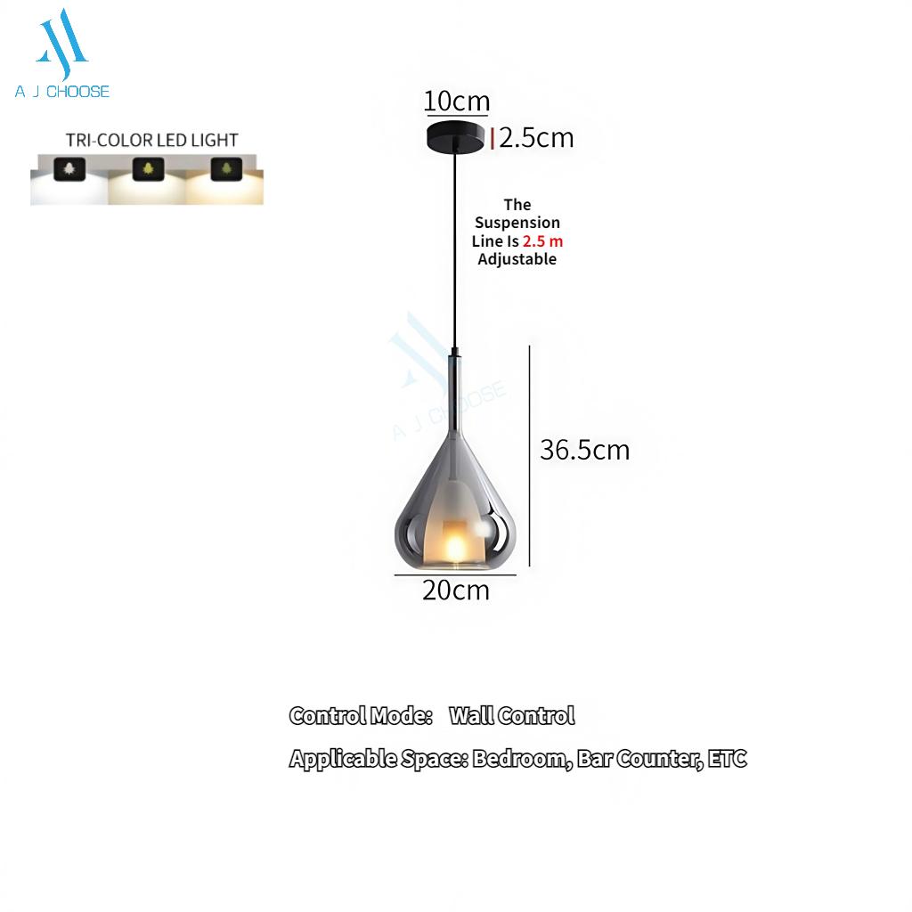 [SG Stock] Nordic Glass & Iron Chandelier Ceiling Light Modern Pendant Light Dining Light LED Dimmable 10-14 Inch