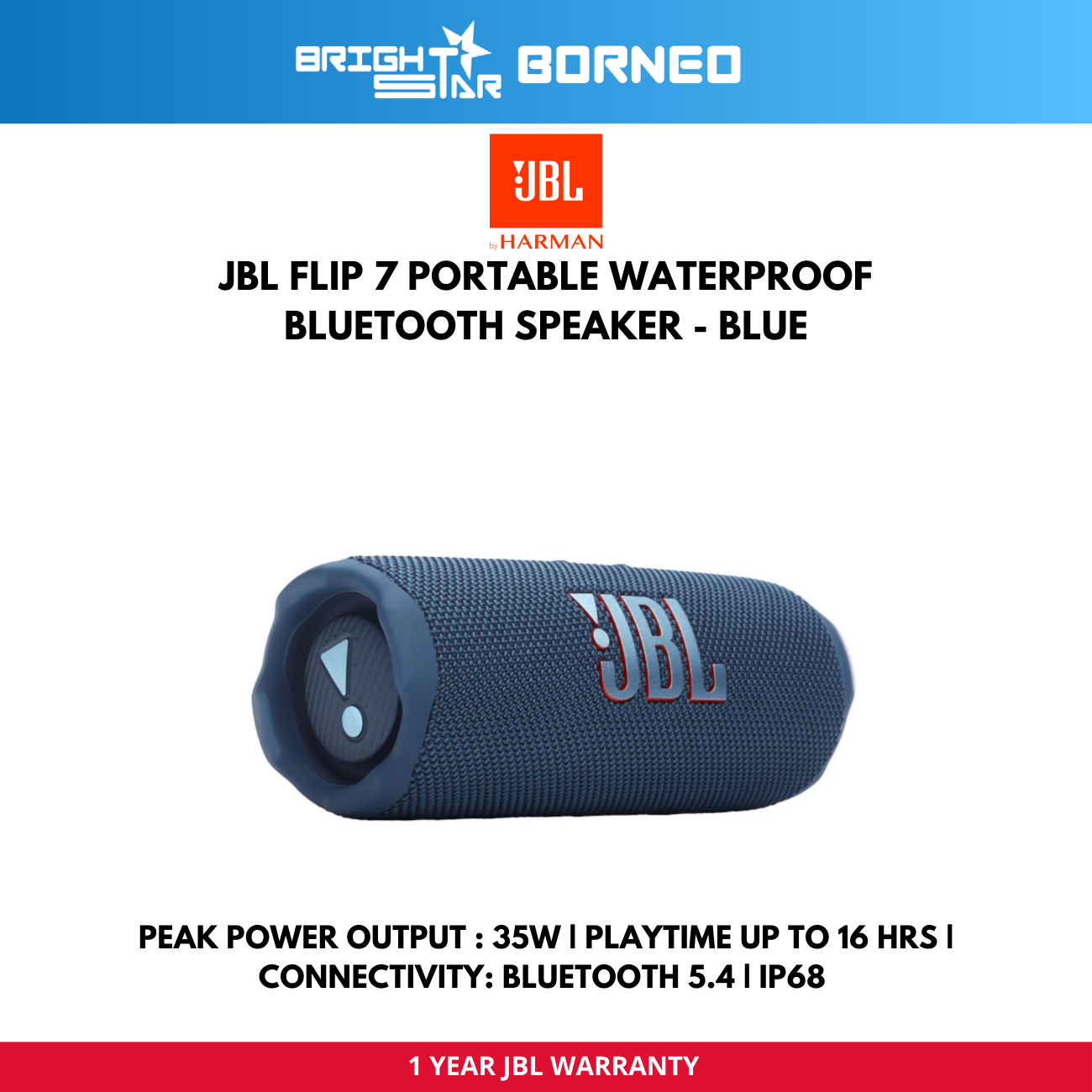 JBL Flip 7 Portable Speaker - Black/Black