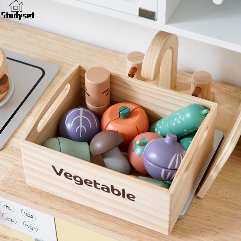 Studyset Wooden Food Sets Multi-play Food Set Magnetic Vegetables Fruits Cutting Set Kitchen Accessory For Kids Pretend Play ราคา 288 บาท*ส่งฟรี