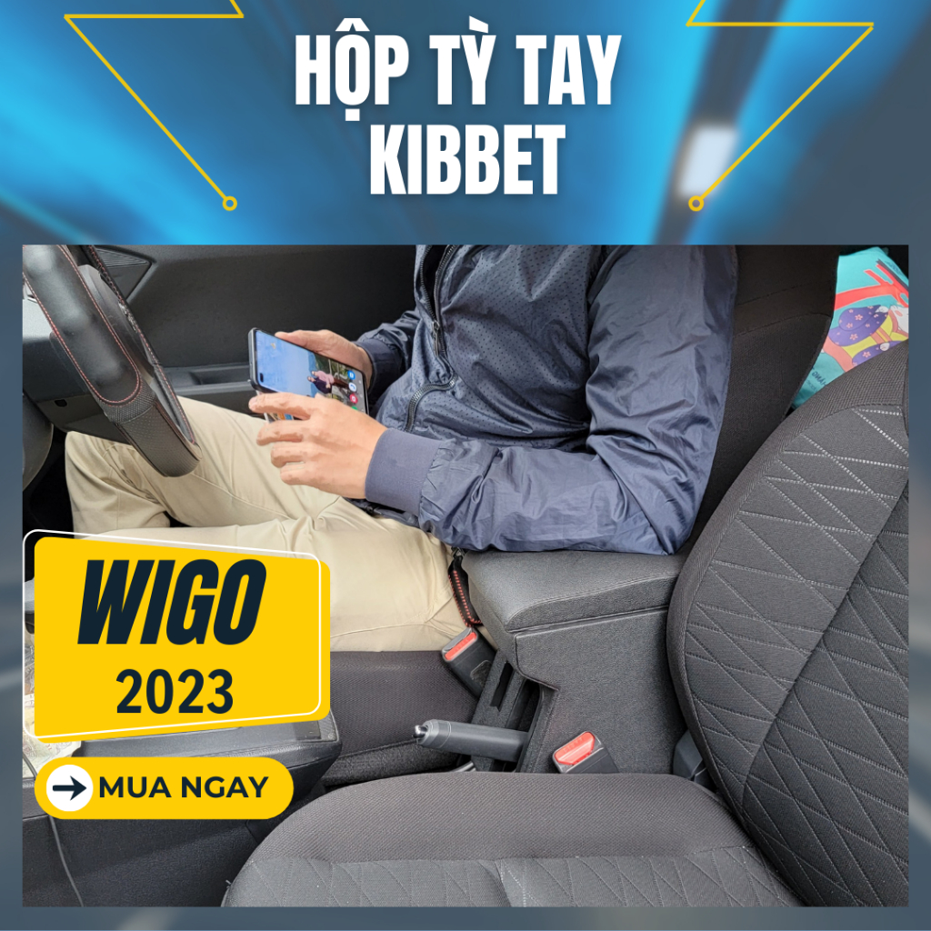 Hộp tỳ tay xe WIGO 2023 2024 Kibbet tích hợp cổng sạc USB - Bệ tỳ tay WIGO lᴏại 1490 KHÔNG KHOAN VÍT