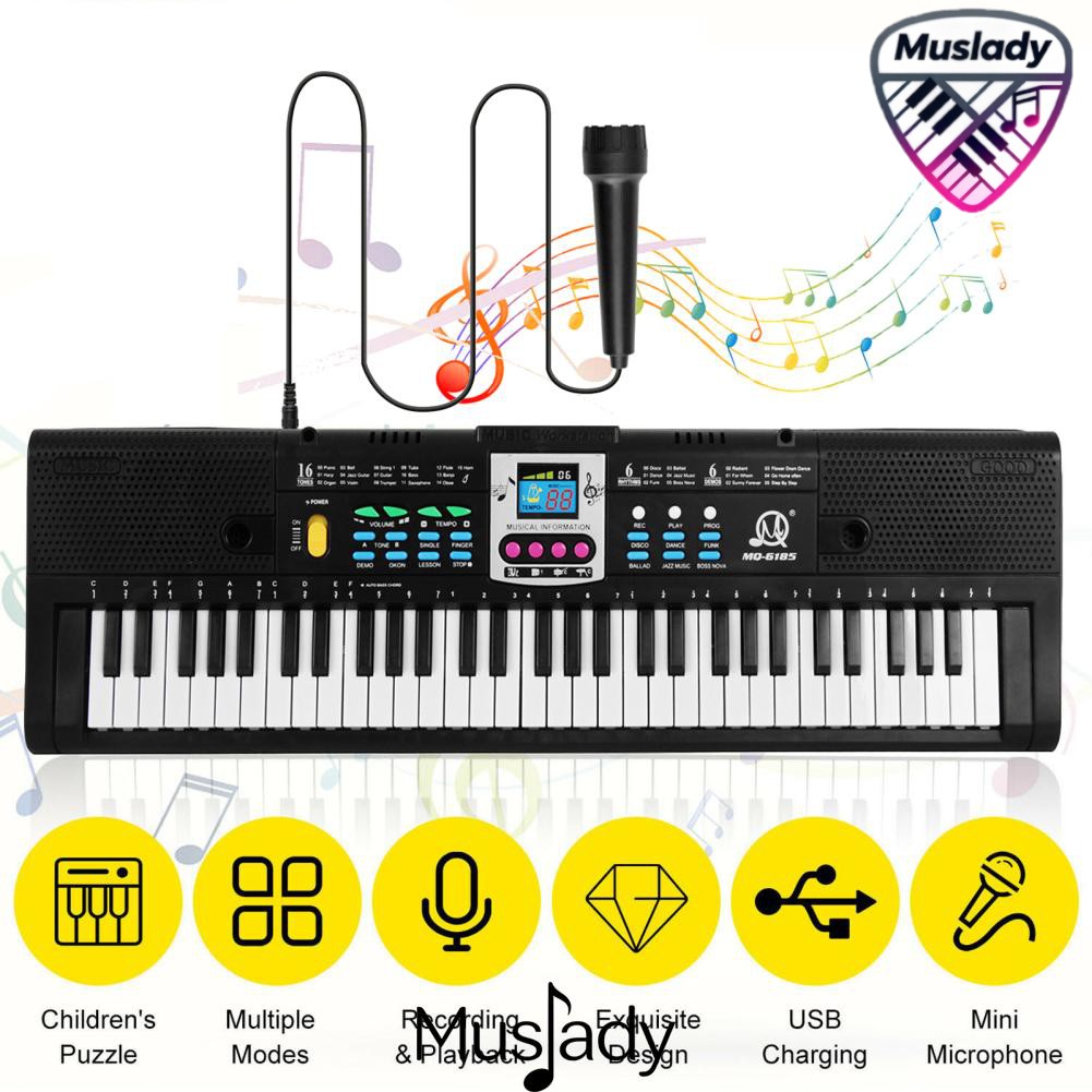 Mingzhe 61 Keys Kids Digital Music Electronic Piano Multifunctional Electric Keyboard with Microphone for Piano Students Musical Instrument