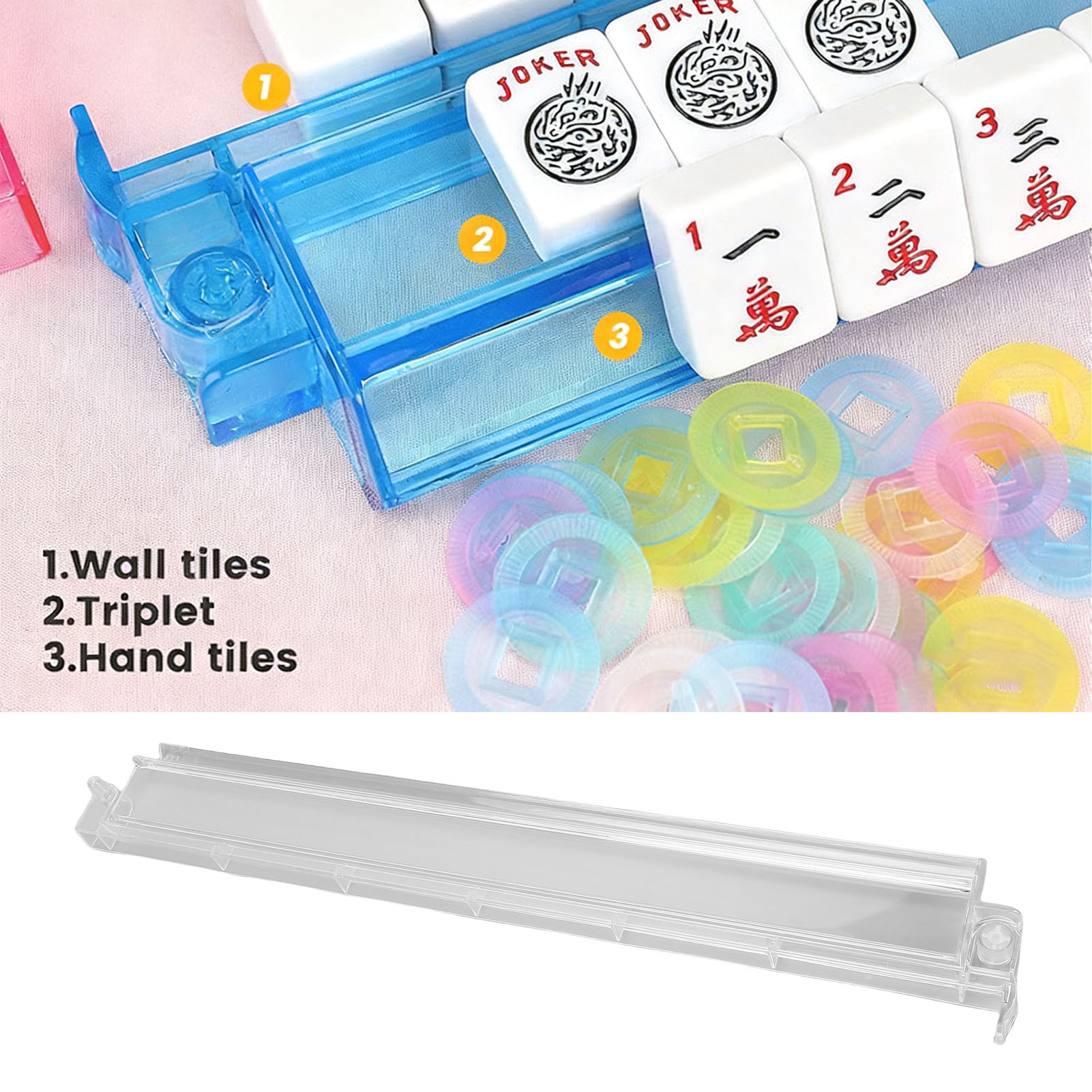 Luocute Mahjong Gạch Giá Pusher Combo 4Pcs nhựa PC trong suốt Mahjong Kệ Với Đẩy Cho Tiêu Chuẩn Gạch Xách Tay Thiết Kế Nhỏ Gọn mép trơn Ergonomic Grip