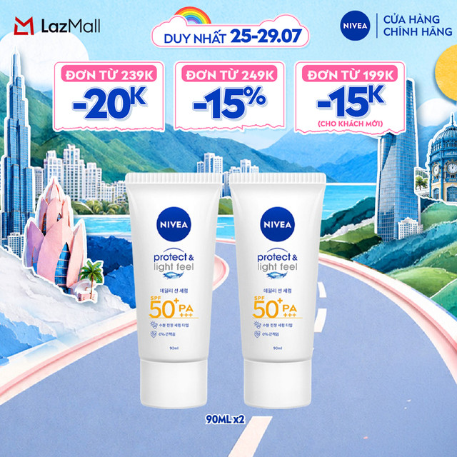 Bộ 2 Kem Chống Nắng NIVEA SUN Protect  Light Feel SPF50+ PA+++ (90 ml) - 86018x2