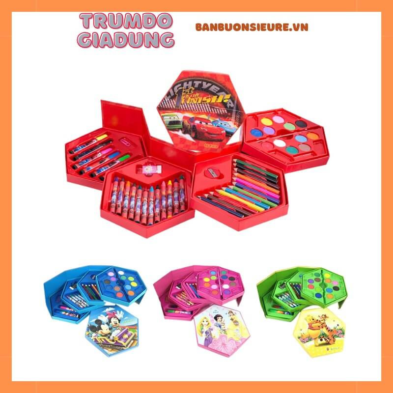 Hộp bút chì màu xoay 4 tầng với 46 chi tiết dành cho bé