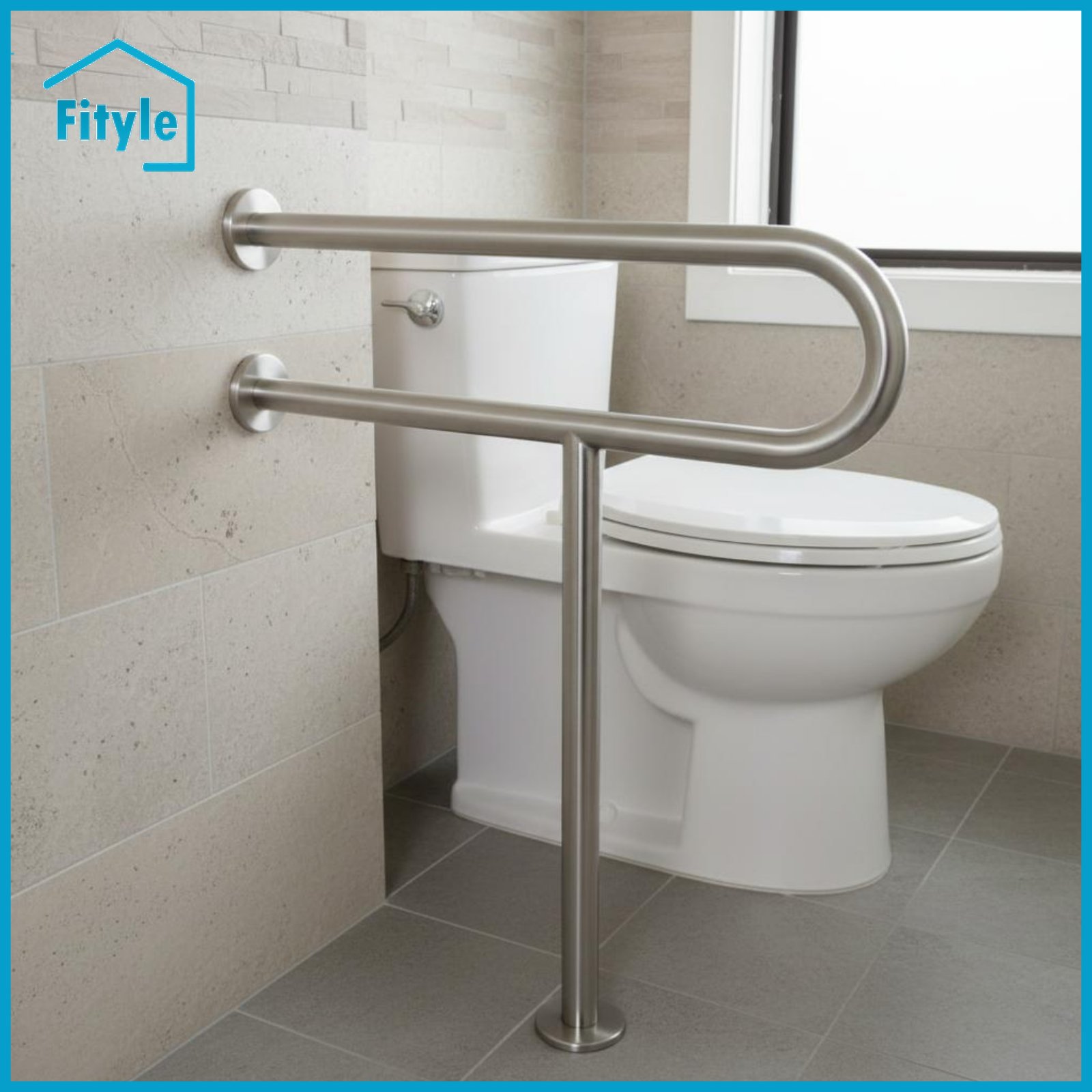 Fityle Anti-Slip Wall Mounted Toilet Armrest Foldable Design Flip up Toilet Grab Bar Rust-Proof Wall Mounted Safety Bar Space-Saving for Disabled Individuals ราคา 1,461 บาท*ส่งฟรี