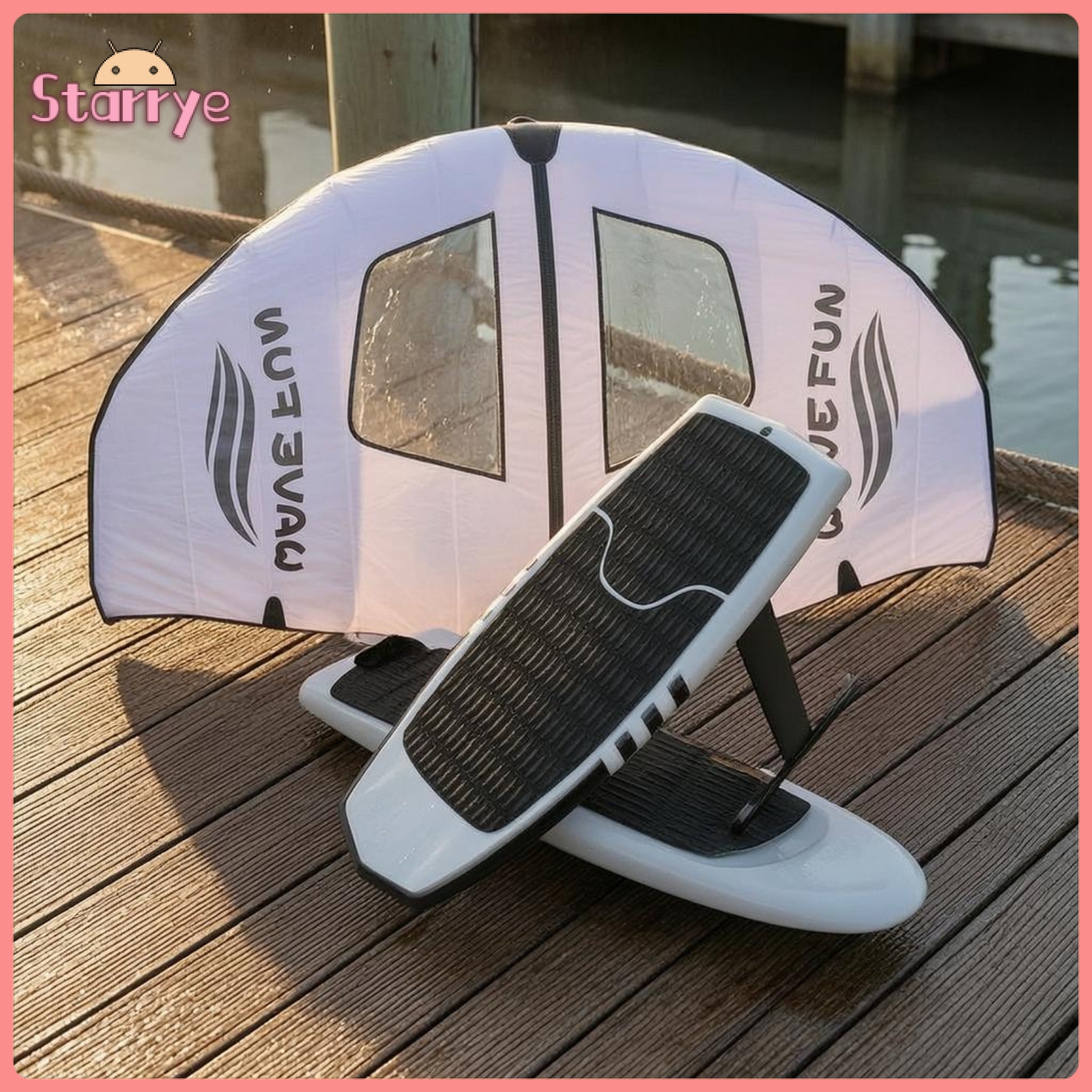 Sunnimix Curved Frame Inflatable Wing Foil Foot Straps Wing Foil Board Textured Surface Hydrofoil Surfboard Blue and White for Surfing ราคา 57,969 บาท*ส่งฟรี