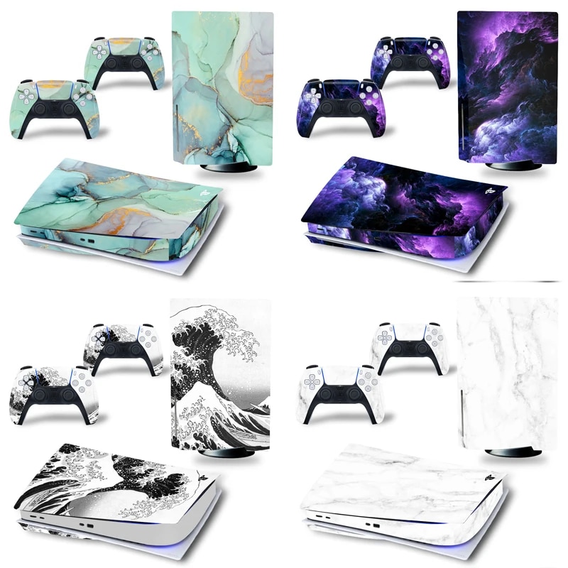 【COOL】 Gamegenixx Ps5 Standard Disc Skin Sticker Marble Texture Protective Vinyl Decal Cover For Ps5 Console And 2 Controllers