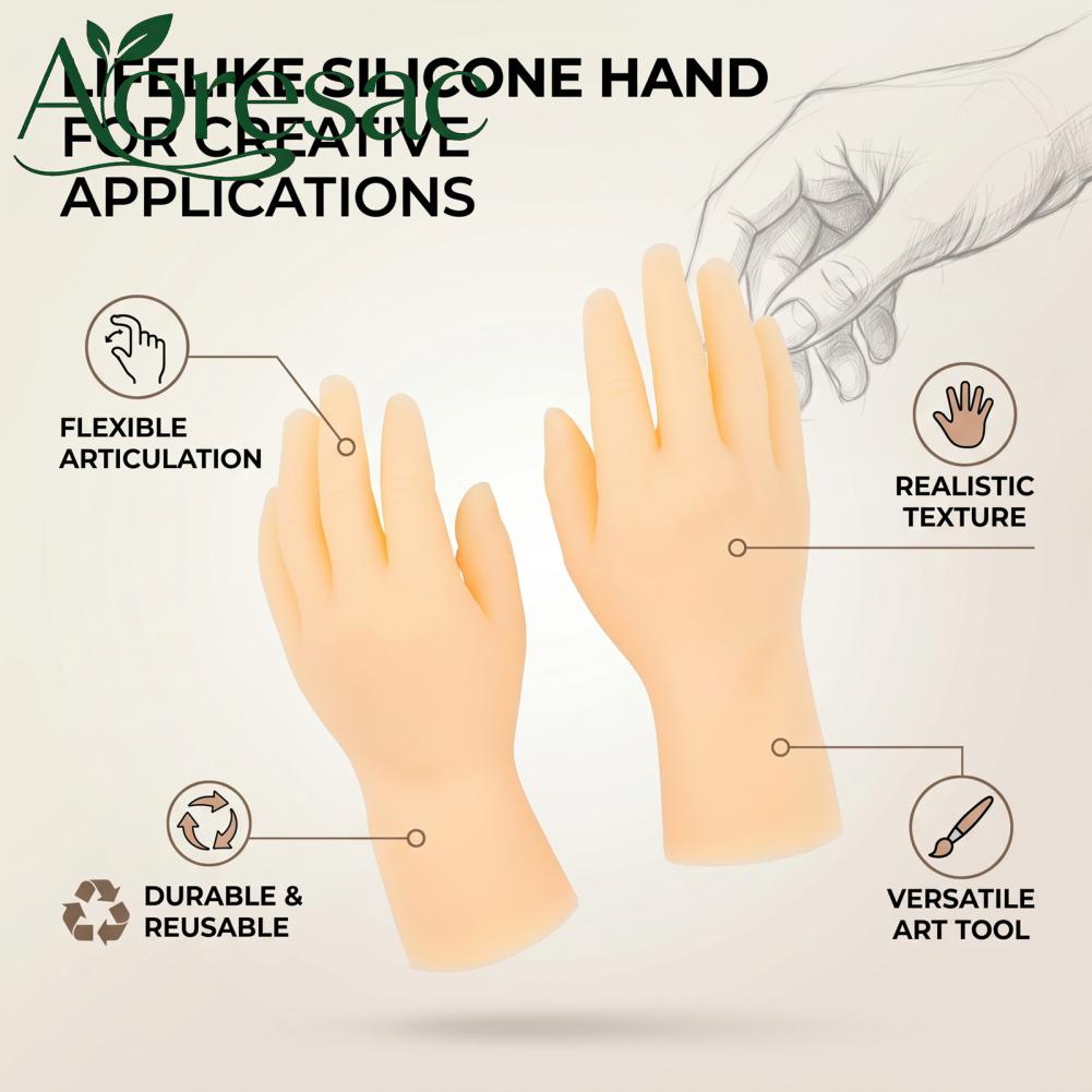 ของเล่นและโมเดลสะสม Aoresac 1 คู่ซิลิโคนมือรุ่นยืดหยุ่น Bendable ซิลิโคนแท้ Hand Mannequin สำหรับเด็กการถ่ายภาพ Props