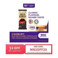 Cadbury Old Gold Dark Chocolate 70% Cocoa Chocolate Bar 165g