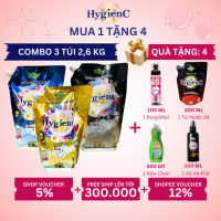 [Live Độc Quyền] Combo 3 Túi Nước Giặt Xả Đậm Đặc HygienC Plus 2.6Kg/ Túi -  6 Mùi Hương