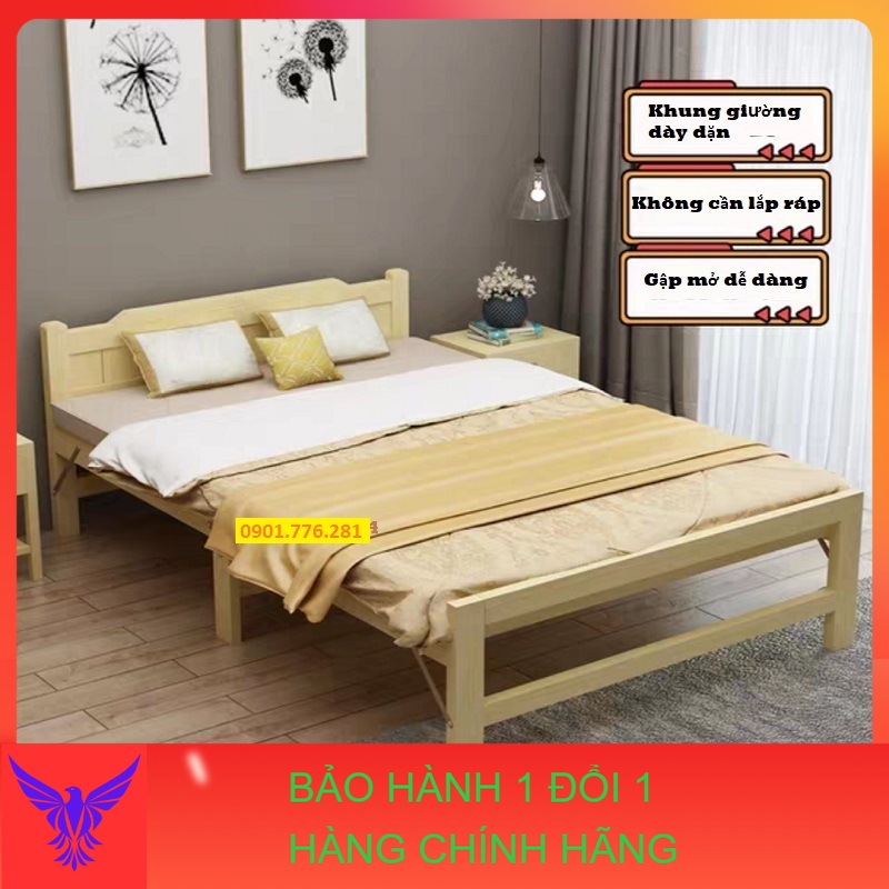 Giường Ngủ Gỗ Thông Gấp Gọn Tặng Nệm đủ kích thước, giường ngủ,giường gấp, giường gấp bằng gỗ ( kèm ảnh thật )