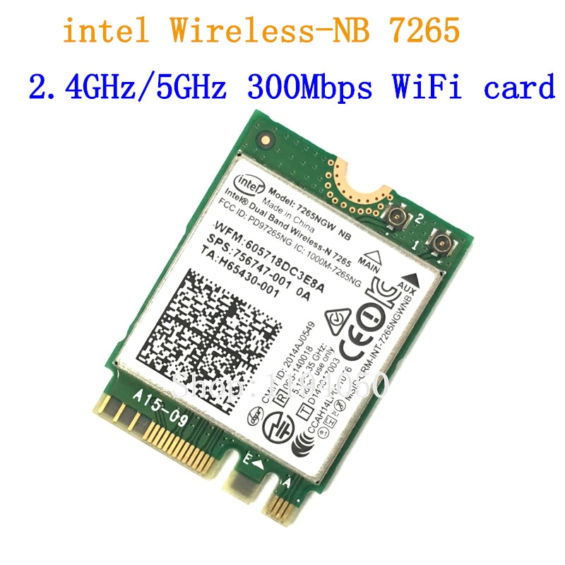 Mới cho Intel không dây băng tần kép 7265 7265ngw 802.11n 2x2 wifi 300Mbps NGFF M.2 thẻ 7265nb 2.4G/5g