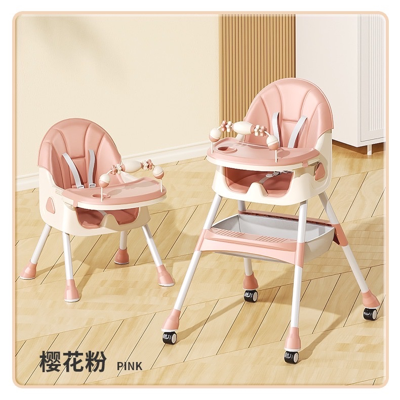 Ghế ăn dặm cao cấp 3 tư tế mẫu mới 2023 có bánh xe gấp gọn ngả lưng E-560 cho bé Minhnhi.Kid