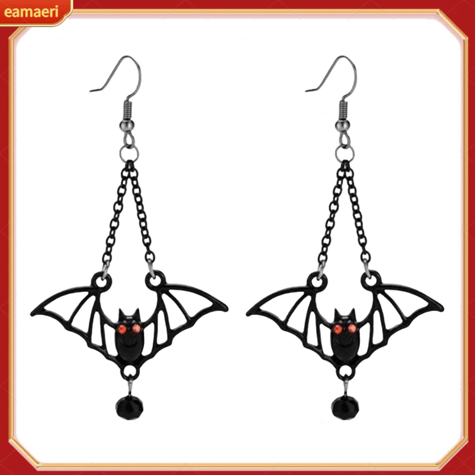 Gothic Fashion Accessories Alternative Style Jewelry Matte Black Triple Bat Hook Earrings Witchy Goth Halloween Ear Adornments for Women Buyer's Favorite ราคา 88 บาท*ส่งฟรี