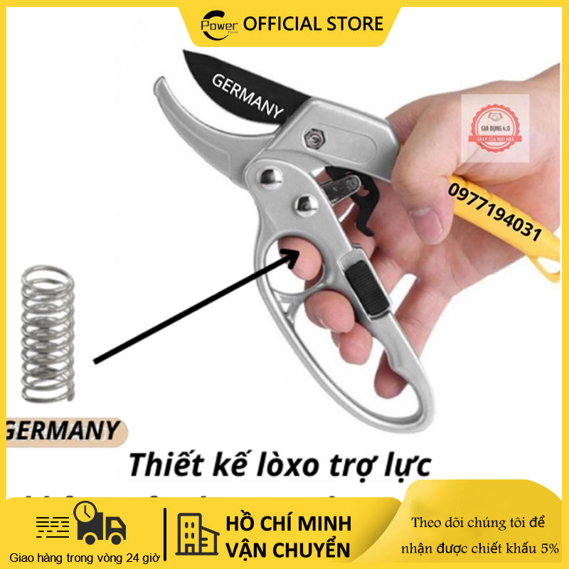 Kéo cắt cành, tỉa cây cảnh, cộng lực thép SK5 trợ lực cắt cành