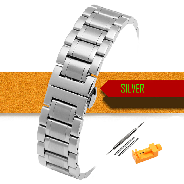 Stainless Steel Band Watch Strap Metal Wristband 12mm 14mm 16mm 17mm 18mm 19mm 20mm 21mm 22mm 23mm 2