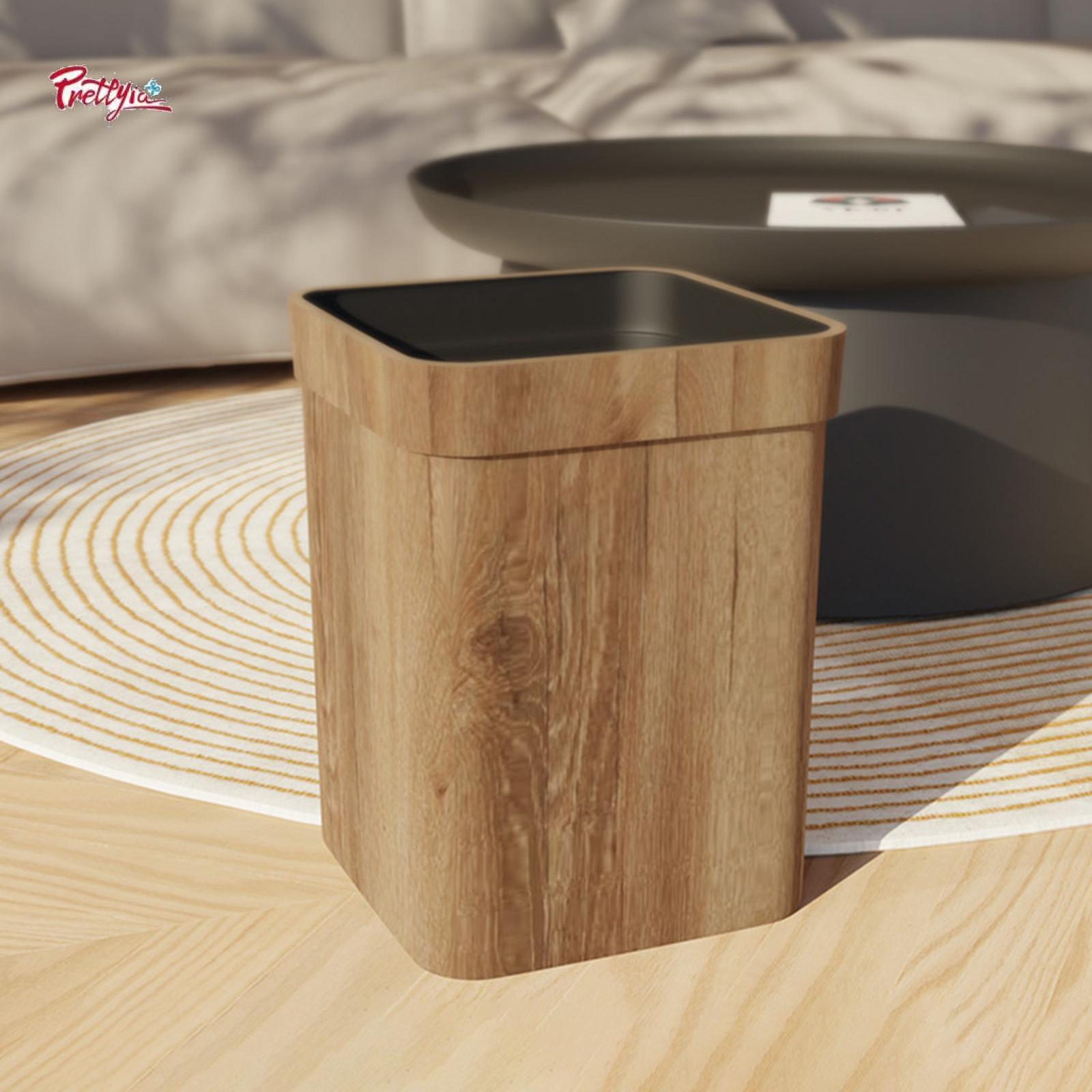 Prettyia Trash Can Wastebasket Household Farmhouse Holds Waste, Recycling Garbage Container Bin for Home Indoor Dorm Office Bathroom ราคา 170 บาท*ส่งฟรี