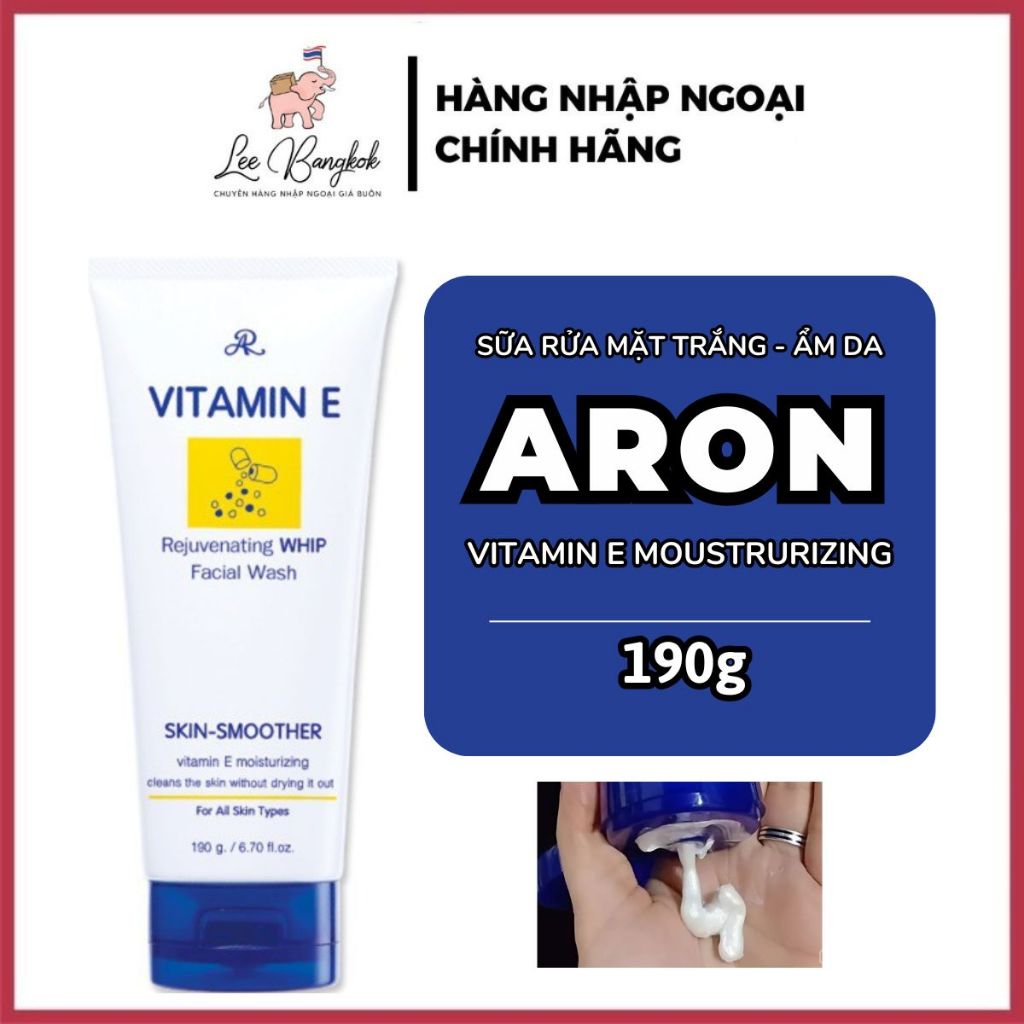 Sữa Rửa Mặt Aron Vitamin E Moisturizing Skin-smoother Giúp Dưỡng Da Trắng Sáng, Trẻ Hóa Làn Da Thái Lan 190g