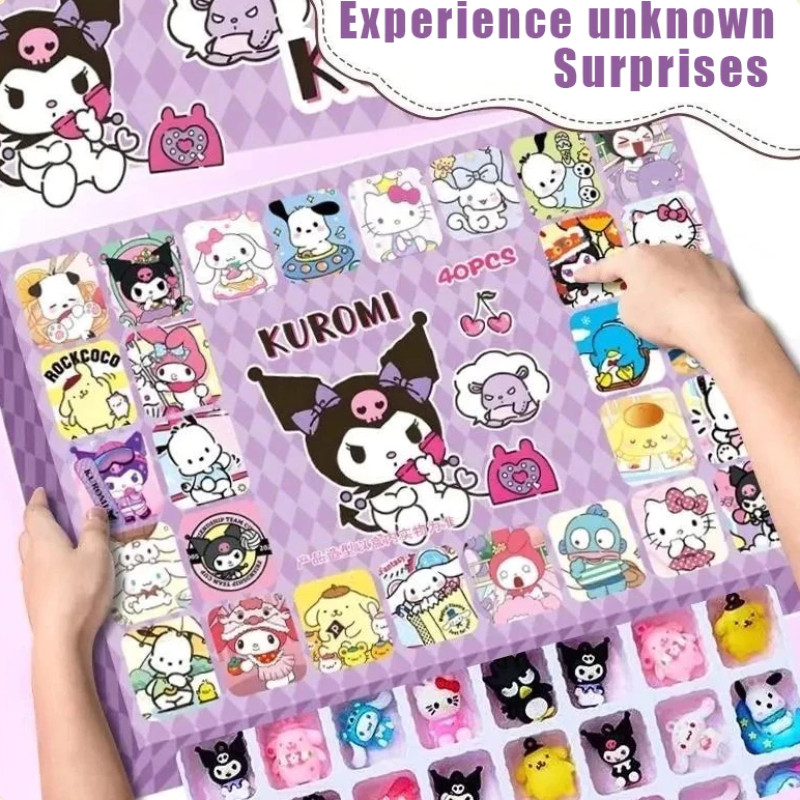 24pcs Kuromi Bracelet Blind Box DIY Making Kit with Beads & Charms Sanrio Handmade Jewelry Gift Set