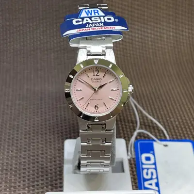 [Original] Casio LTP-1177A-4A1 Pink Dial Stainless Steel Round Analog Dress Ladies Watch
